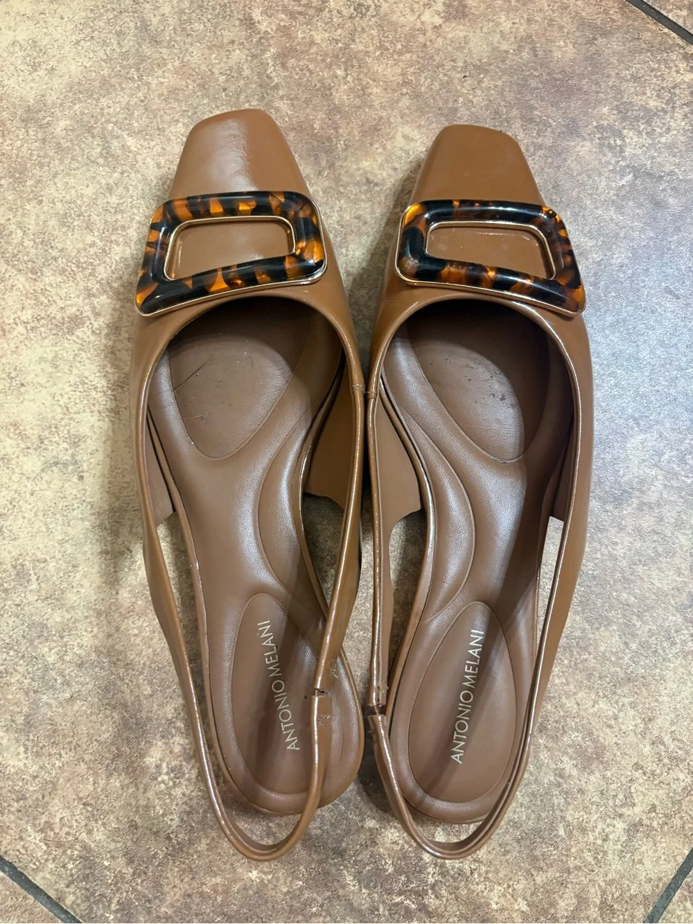Antonio Melani Brown Leather Slingback Flats 7M